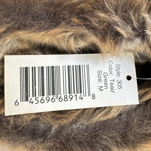 Floopi Teal Slippers with Fur ~ Medium Sizes 7-8 - Picture 6 of 9